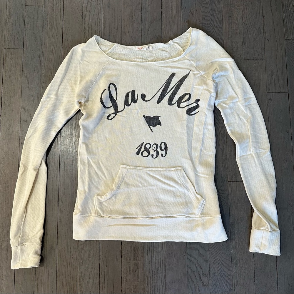 SUNDRY La Mer 1839 Long Sleeve Lightweight Sweatshirt Top Shirt Off-White